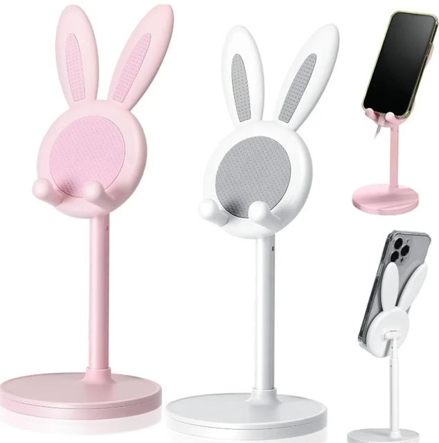 Adjustable Waterproof Cute Cartoon Rabbit Folding Cell Phone Stand Lazy Bracket Portable Desk Mobile Phone Holder