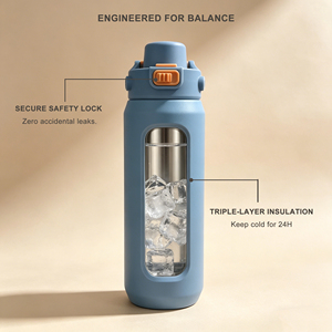 Fabricant de bouteilles isothermes personnalisées avec logo 24 oz, vente en gros de bouteilles d'eau sportives 2-en-1 avec poignée <span class=keywords><strong>intégrée</strong></span> - Product Image 2