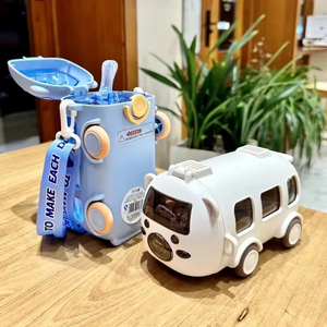 Cartoon Bus Straw Cup <b>Cute</b> Large Capacity Outdoors Car <b>Water</b> <b>Bottle</b> Children Drinkware Straw <b>Bottle</b> - Product Image 4