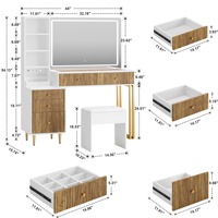 Coiffeuses de chambre à coucher maquillage nordique dernier modèle de coiffeuse en bois table de courtoisie avec miroir lumineux