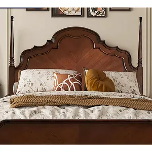 Design Mahogany Wood Bedroom Furniture Antique Hand Carved Bedroom Wardrobes Wooden King Size Bed