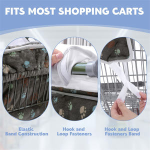 Cubierta de carrito de supermercado para mascotas con cuerdas de seguridad, cubierta de carrito de compras de terciopelo suave para perros o niños, cubierta de asiento de carrito de compras - Product Image 3