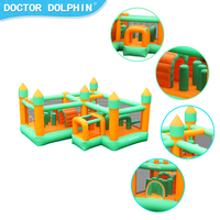 Château Gonflable Aquatique Doctor Dolphin pour Enfants, Toboggan et Maison de Rebond, Tissu 420D+840D, Idéal pour les Vacances d'Été - Vente en Gros