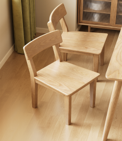 Chaise de salon en bois de style mid-century modern, dossier solide, meubles de salle à manger pour sols durs - Product Image 2