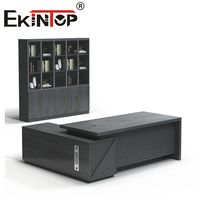 Bureau de Direction Ekintop High Tech Grand Bureau d'Angle en L en Bois avec Tiroirs de Rangement