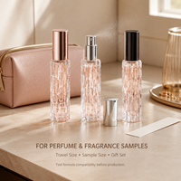 Flacon pulvérisateur de parfum en verre texturé 10ml 15ml, atomiseur de parfum portable vide avec capuchon or rose, argent ou noir