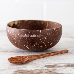 Bol en Coque de Noix de Coco Polie Fait Main Classique Écologique Léger et Durable pour Smoothies Salades Fruits Riz Ustensiles de Cuisine - Product Image 1