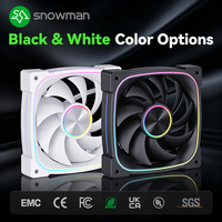 Ventilateur de boîtier PC SNOWMAN VK120-ARGB-BK 120mm Noir ARGB 76.8CFM à haut débit d'air, roulement hydraulique PWM 5V 3 broches, synchronisation, vente en gros