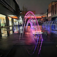 Fuente de Agua con Haz de Luz LED de Colores, Fuente Laminar Musical con Chorro de Agua para Hotel