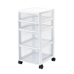 Chariot de rangement à roulettes transparent à <span class=keywords><strong>4</strong></span> <span class=keywords><strong>tiroirs</strong></span> avec roues verrouillables, organisateur multifonctionnel pour maquillage, salle de bain, cuisine, bureau - Product Image 1