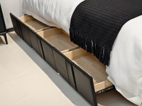 Modernes Italienisches Minimalistisches Doppelbett mit Schubladenspeicher, Leder-Weichrückenlehne, Umweltfreundlich, Schwarz