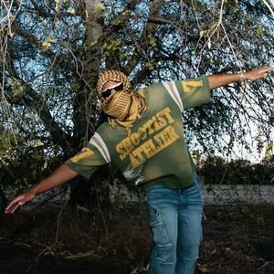 Maglietta a girocollo personalizzata con schermo sbiadito da sole in cotone oversize Vintage lavato con acido a tracolla - Product Image 4