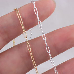14K saf altın dolgulu 2*5.5mm Paperclip zincir DIY için 925 gümüş kağıt klip Link zinciri kolye bilezik takı yapımı bulgular - Product Image 6