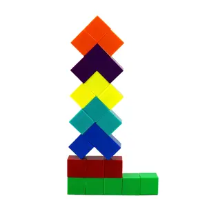 Wellbbplay Lot de 60 cubes de construction magnétiques 3D Jeu d'assemblage Jouets pour enfants Jeu de blocs de construction Carreaux magnétiques pour enfants