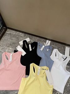 AloStyle Débardeur court ajusté cinq couleurs en maille avec nœud, collection Printemps-Été 26, imprimé lettres, réfléchissant, côtelé, sportif, <span class=keywords><strong>pour</strong></span> <span class=keywords><strong>femme</strong></span> - Product Image 6