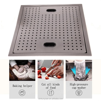 Évier de cuisine rectangulaire multifonctionnel en acier inoxydable SUS304 fait main moderne à une cuve et deux trous pour machine à laver