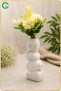 Elegante Maceta Redonda de Mármol Blanco de 9 Pulgadas, Hecha a Mano, para Exhibición de Plantas de Interior, Decoración de Mesa de Centro, Consola o Estante - Product Image 3