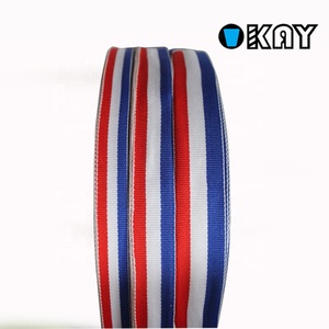 OKAY cinta de grogrén de doble cara 1cm 1,5 cm 2cm 2,5 cm 3cm 3,8 cm rayas rojas blancas azules para insignia medalla envoltura de regalo patriótico - Product Image 2