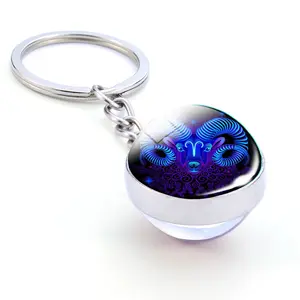 12 קונסטליישן טבעת דו צדדי קמור זכוכית כדור keychain שרשרת תכשיטי wishAliExpress בינלאומי תחנה