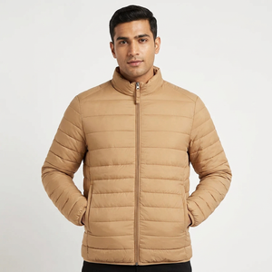 Luxury Men's High Street Style <b>Waterproof</b> Puffer <b>Jacket</b> Custom OEM <b>Winter</b> Coat Hood Premium Canvas Fabric Breathable Front - Product Image 1