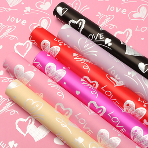 Wholesale Jelly Pearl Crystal Film Falling In Love Flower Print Waterproof Bouquet Wrapping Cellophane For Cross-border Florists - Product Image 3