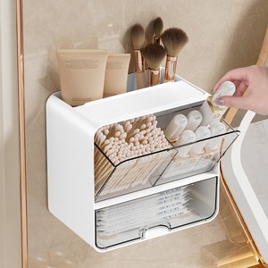 Wall Mounted Cosmetic Storage Box White Transparent Rectangular Durable For <b>Bathroom</b> <b>Shelf</b> - Product Image 2