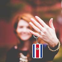 Vente en gros de porte-clés personnalisés du Costa Rica en acrylique, impression recto-verso, fabrication exquise