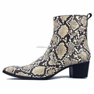 Kích Thước 13 Unisex Phụ Nữ Người Đàn Ông Ăn Mặc Giày Khối Cuba Gót Chân Chelsea Khởi Động Mắt Cá Chân Da Váy Khởi Động Chelsea Rắn In Khởi Động Cho Nam Giới - Product Image 1