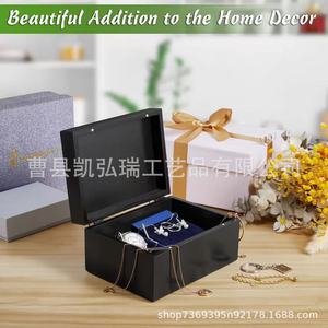 Caja de recuerdos de madera creativa, caja con tapa abatible para colección de joyas, caja de almacenamiento multiusos, caja para tarjetas, caja de madera para regalo - Product Image 2