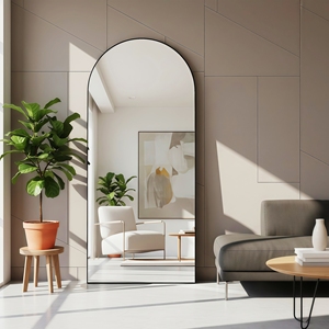 Full Length Floor <b>Mirror</b> 56x21 Black <b>Rectangle</b> Stand Aluminum Alloy Frame 3mm Thick Tempered Glass Handmade Contemporary Home - Product Image 4