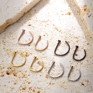 Anneau de nez minimaliste en acier inoxydable 316L en forme de D |   Bijoux de piercing sans soudure pour le nez, pour hommes et femmes |   Anneau de nez factice - Product Image 3