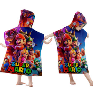 Peignoirs de <span class=keywords><strong>surf</strong></span> personnalisés pour filles et garçons, serviettes de piscine pour enfants, ponchos à séchage rapide en microfibre douce, serviettes de plage à capuche pour enfants avec dessins animés Mario - Product Image 3