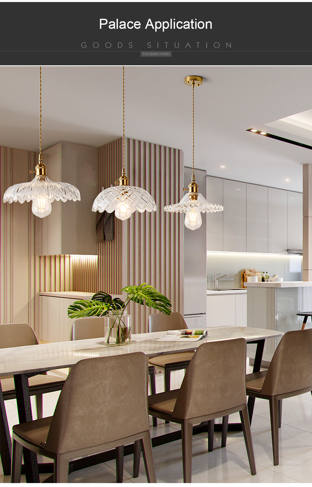 Pendant Lamp Glass Modern Loft Home Decor Light Fixtures Copper Brass Fixture Kitchen Dining Restaurant Hanging Lamp