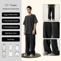 Pantalon de survêtement large pour homme, style streetwear vintage délavé, déchiré, 370 GSM, 100 % coton French Terry, Hip Hop Jogger