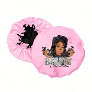 Oem/Odm Hair Silk Best Quality Double Layer Satin Bonnets With Custom Logo - Product Image 1