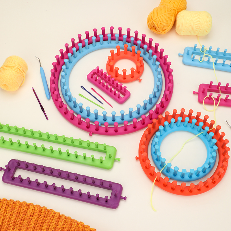 LetCart Set di 26 ferri da maglia in alluminio con custodia, ferri circolari da 2,75-10 mm e fili in plastica, per maglioni, sciarpe, manici ergonomici in 4 misure (aghi da 10 cm