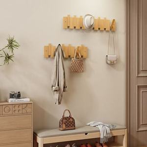 Piano <b>Key</b> Style Coat Rack Solid Wood <b>Wall</b> <b>Hooks</b> Bedroom Entrance Hall No Drill Installation Easy Install Clothing Organizer - Product Image 2