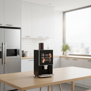 เครื่องจำหน่ายกาแฟเอสเพรสโซ่สดแบบบดใหม่ รับชำระด้วยเหรียญ ธนบัตร และคิวอาร์โค้ด สำหรับใช้บนโต๊ะสำนักงาน - Product Image 2