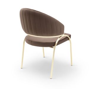 Silla de Comedor Moderna Tapizada en Color Marrón con Patas de Metal para Hogar, Oficina, Villa o Restaurante - Product Image 2