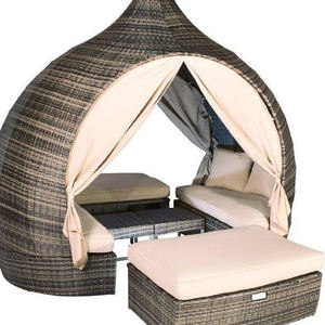 Hot Sale Apple Shape Patio Wicker <strong>Daybed</strong> <strong>Outdoor</strong> Sun Bed <strong>with</strong> <strong>Canopy</strong> Garden Rattan Day Bed - Product Image 3