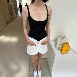 Jupe courte vintage en PU blanc pour femme, taille haute, détail fermeture éclair, ourlet fendu, moulante, coupe trapèze, anti-rides - Product Image 2