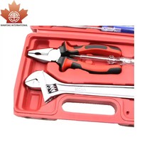 Kit de herramientas doméstico de 8 piezas con estuche de plástico, incluye llave, alicates, destornilladores, cinta métrica, caja de herramientas básica de alta calidad