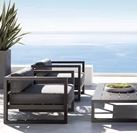 AEGEAN Fauteuil de jardin moderne en alliage d'aluminium, combinaison de canapé simple, mobilier d'extérieur, chaise longue de cour résistante aux intempéries