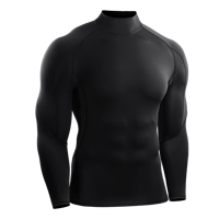 T-shirt de Compression Taille US, Col Montant, Collant de Sport Homme, Manches Longues, Élastique, Sous-vêtement de Base pour Course et Fitness