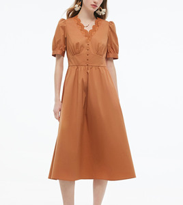 OEM ODM vendita calda manica corta ricamata scollo a v vestito da donna estate produttori cinesi abbigliamento personalizzato donna - Product Image 2