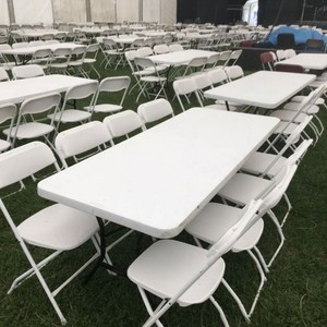 Juego <span class=keywords><strong>de</strong></span> Mesa <span class=keywords><strong>de</strong></span> Comedor, Diseños <span class=keywords><strong>de</strong></span> Muebles para Exteriores, <span class=keywords><strong>Alquiler</strong></span>, Mesa <span class=keywords><strong>de</strong></span> Comedor Rectangular Plegable para Banquetes, Mesa <span class=keywords><strong>de</strong></span> Plástico para Bodas con Patas <span class=keywords><strong>de</strong></span> Metal - Product Image 1