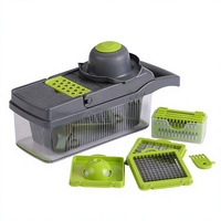 Plastieken fruit- en groentegereedschap, snijder, snijmachine, vlees- en groentehakker, aardappel- en uienhakker, roestvrijstalen groentehakker