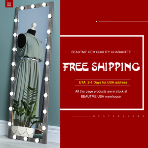 US Stocks Free Dressing Standing LED Espejo de piso de cuerpo montado en la pared de gran tamaño de longitud completa con bombillas para dormitorio - Product Image 6
