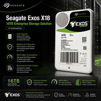 Disco duro empresarial Seagate Exos X18 ST16000NM000J de 16 TB, 3.5 pulgadas, SATA 6 Gb/s, 7200 RPM, 256 MB de caché, helio, CMR, para servidor