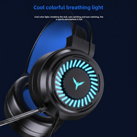 Headset Gaming Pink Berkabel Over-Ear 7.1 Stereo Surround Sound ANC Lampu RGB Peredam Kebisingan Mikrofon Kontrol Tombol Kabel 2m